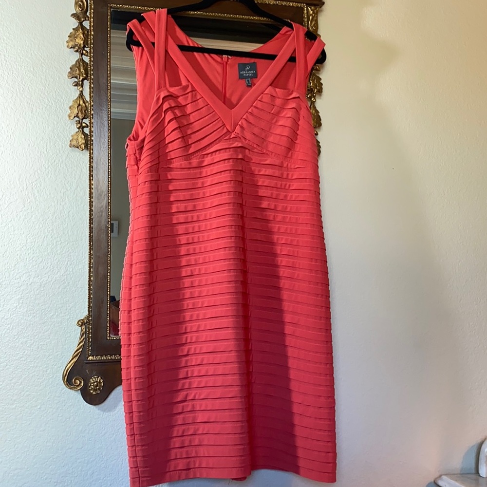 Papell Coral stretch jersey pleated dress 1x